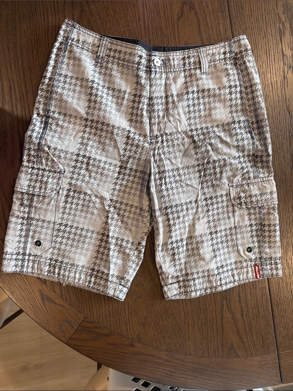 Tommy Bahama Beige Houndstooth Cargo Hybrid Board Shorts